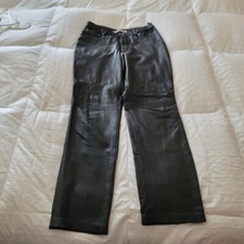 Tommy Hilfiger Womens 100 Soft Leather Pants Size 6 Black Straight