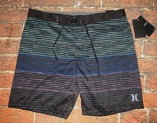 MENS HURLEY BLACK SWIM BOARD SHORTS SIZE 32