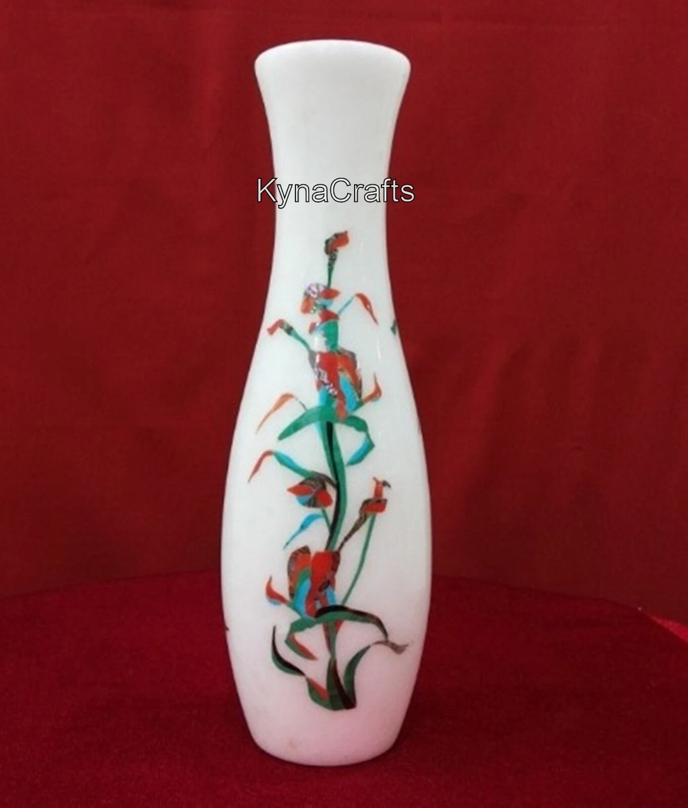 10 Inches Flower Vase , Gemstone Inlay Plant Pot , Gicft-able Planter for Hotel