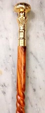 Victorian Handle Spiral Wooden Walking Cane 36 Inch Gift For Aged Husband Wife.