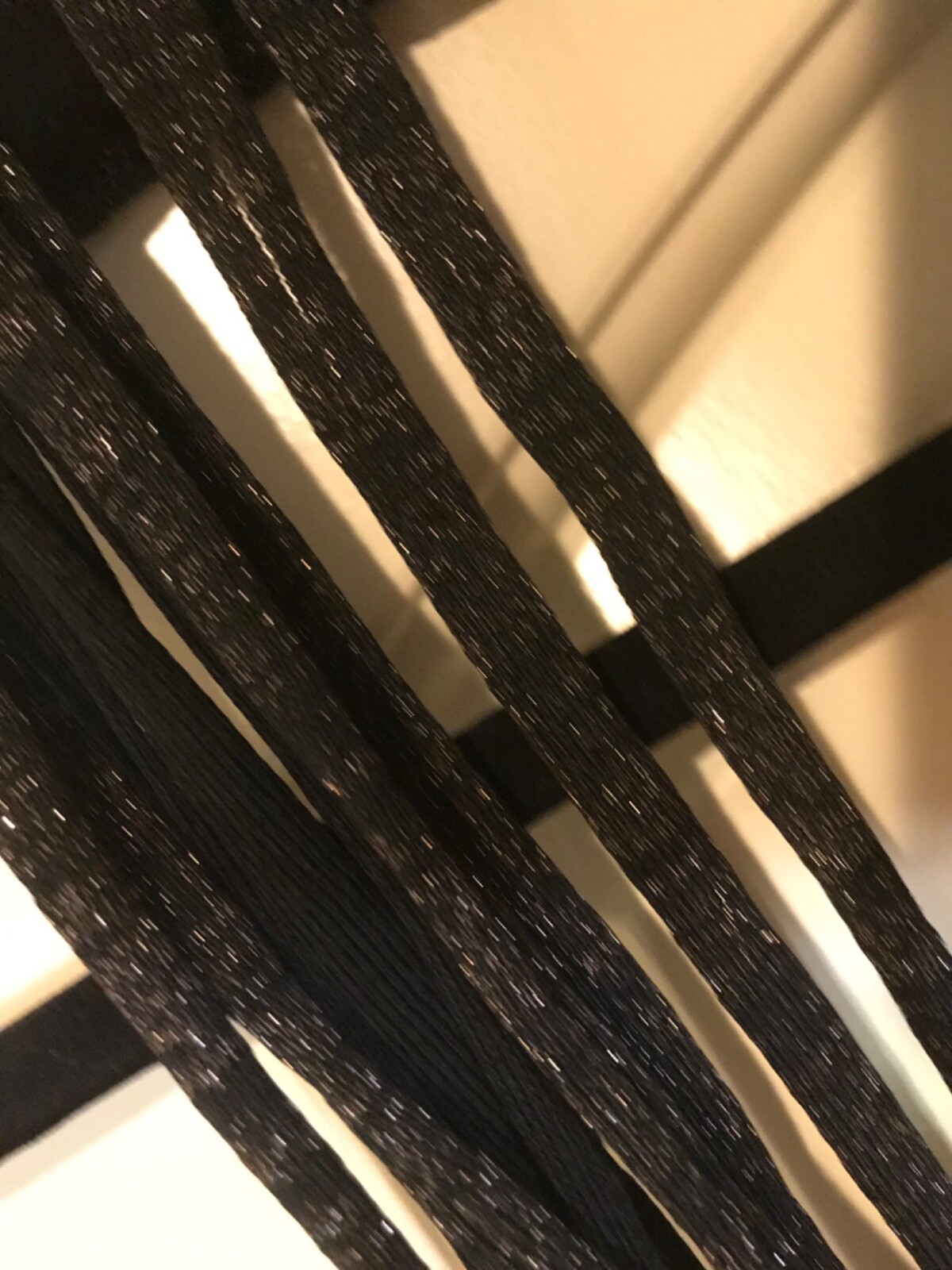 Knit Ming Wang Fabric Necklace Scarf Jewelry Black with Gold Sparkles Travel NEW