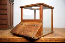 Antique Store Counter Candy Peanut Dispenser Glass Display Case wood cabinet VTG