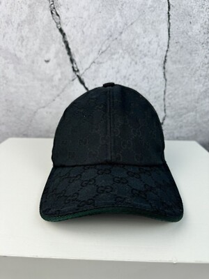 Gucci - GG monogram cap black canvas hat | eBay