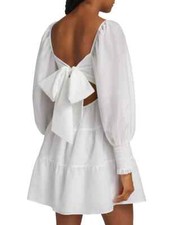 Alice + Olivia Rowen Tiered Bow Back Long Sleeve Silk Blend Dress S UK 8 10