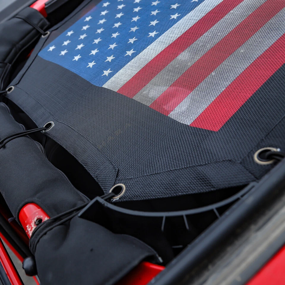 Sunshade Mesh Shade Top Cover US Flag for Jeep Wrangler JK JKU 2007-2017 Durable - Image 4 of 4