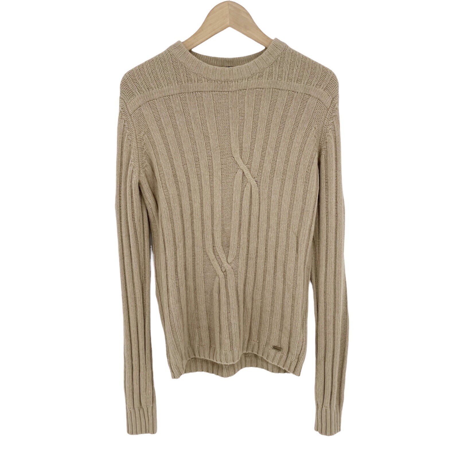 Barbour Heath Stone Tan Merino Cashmere Angora Cable Knit Crew Sweater Sz  12 | eBay