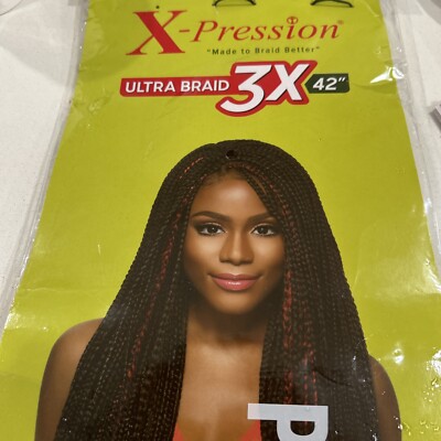 X-Pression Ultra Braid Pre Stretched Hair 3X 42'' New Sealed