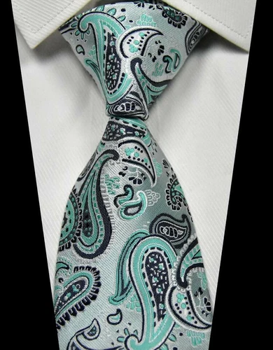 New Paisleys Turquoise Black 100% Silk Men's Tie Fashion Necktie 3.15''(8CM)