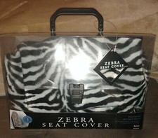 New Safari White Zebra Print Car Truck Front Bucket Seat Cover