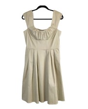 Calvin Klein Womens Size 8 Beige Khaki Sleeveless A-Line Pleated Lined Dress