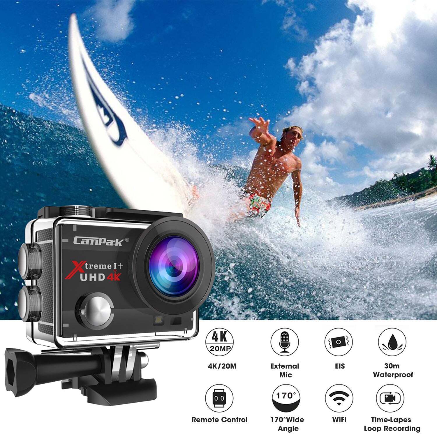 4K Action Sport Unterwasserkamera 30FPS Helm 20MP Digital Camcorder As Go Pro
