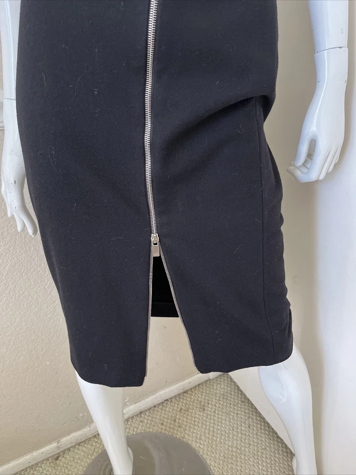 MICHAEL KORS ITALIA ¡NUEVO! Falda lápiz negra de lana con cremallera frontal media pantorrilla talla 6 ¡NUEVA SIN ETIQUETAS! Foto 3 de 4