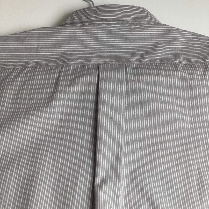 Cambridge Classics Button Up Shirt Men's 18 2XL Gray White Striped Short Sleeves - Image 4 of 4