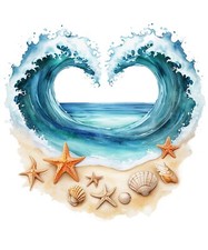 Summer Beach Heart Stickers - Romantic Car & Wall Decor 18X18