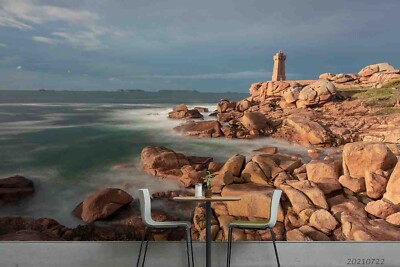 3D Rock Lighthouse Sea Sky Landscape Wallpaper Wall Murals Removable Wallpaper
