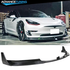 Fits 17-23 Tesla Model 3 V Style Unpainted 5PC Front Bumper Lip Splitter- PP
