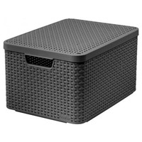 Curver Aufbewahrungsbox Deckel Ordnungsbox Kiste Natural Style Grau Rattan L