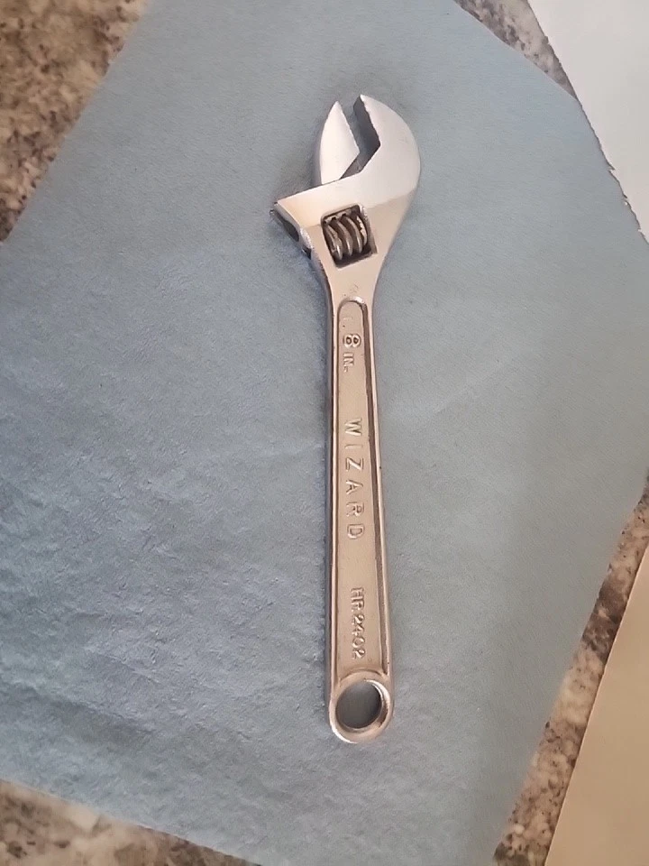 Vintage Wizard Adjustable Wrench H 2402 8" Forged Alloy Steel USA