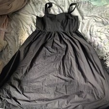 A New Day Black Smocked Square Neck Strappy Sleeveless Maxi Dress L Knee