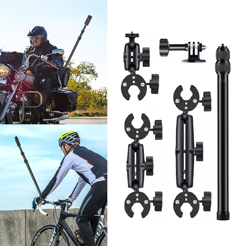 PULUZ insta 360 Motorfiets Selfie Stick Ondersteuning Dubbele Klem PULUZ insta 360 Motorfiets Selfie Stick Ondersteuning Dubbele Klem