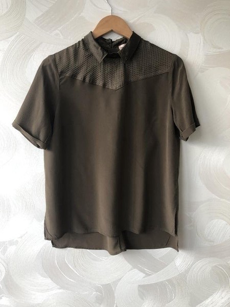 Women Custommade Shirt Khaki Silk 38 / M / 46