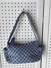 Retired Vera Bradley Rivera Small Shoulder Bag Purse Blue Yellow Floral 10.5x5"