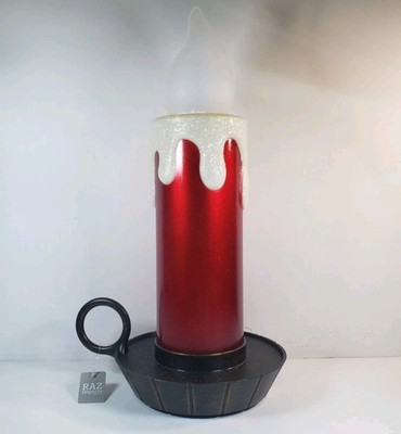 RAZ IMPORTS 22.5'' RED METALLIC BATTERY OPERATED CANDLE CHRISTMAS 4016112