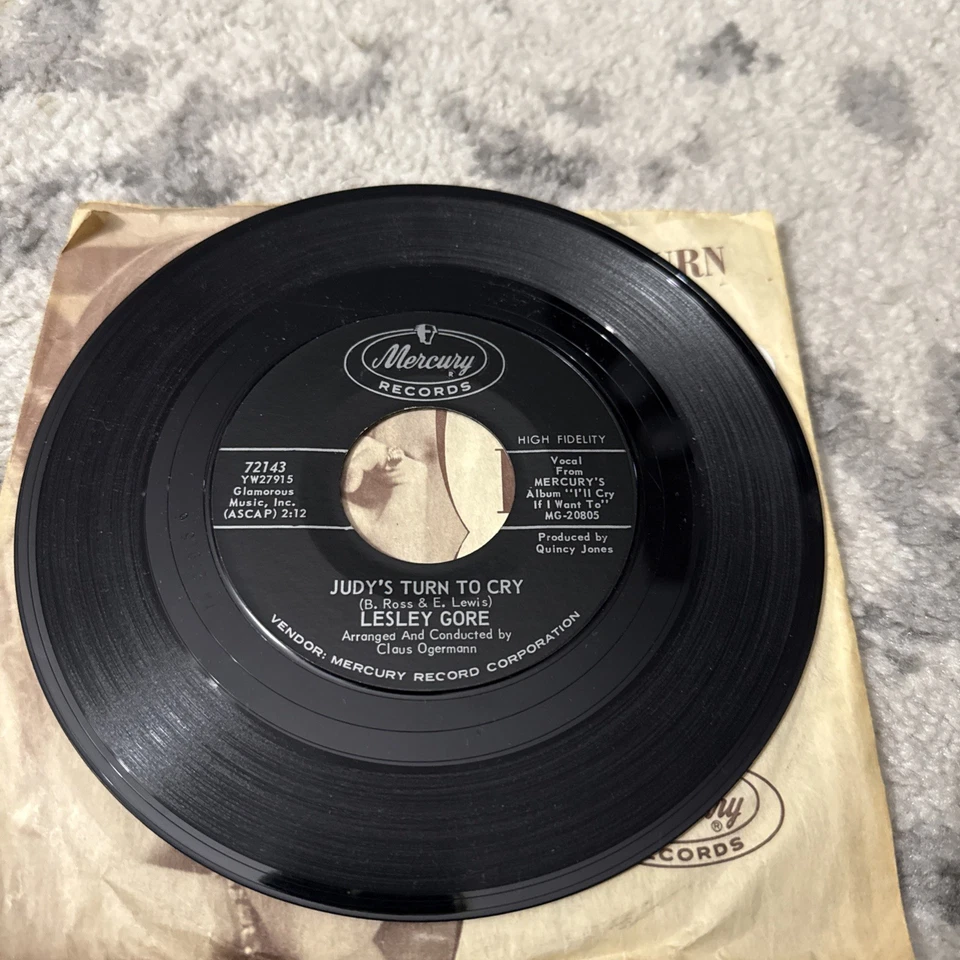 Lesley Gore JUDY'S TURN TO CRY (ROCK 45/PS) #72143 PLAYS VG++ NO NOISE! Foto 4 de 4