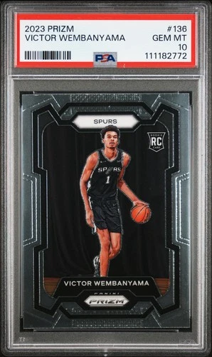 2023 PANINI PRIZM #136 VICTOR WEMBANYAMA ROOKIE RC PSA 10