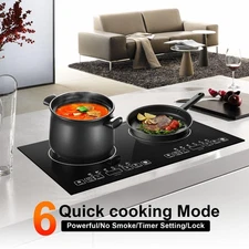 24" Electric Ceramic Cooktop 2 Burners Touch Control Stove Cooker Drop-in Hob