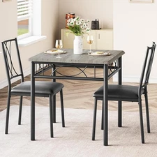 Dining Table Set for 2, 3 Piece Kitchen Table Set with 2 Upholstered Chairs, ...