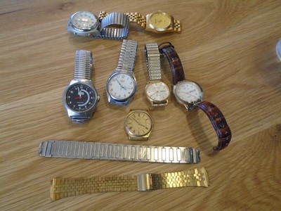 COLLECTION OF 7 VINTAGE WATCHES & 2 Bands , PULSAR , SEIKO , radio controlled