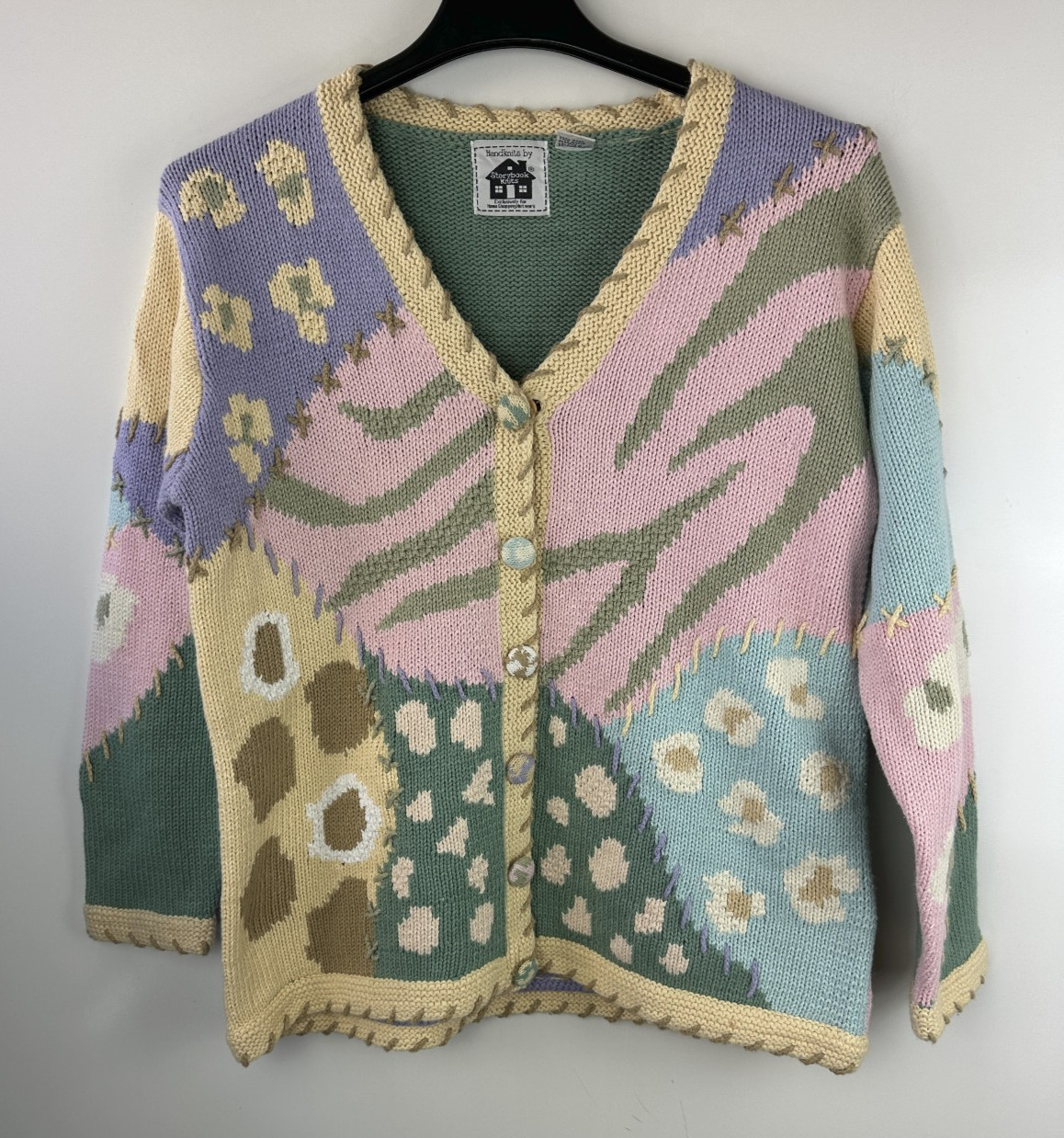 Storybook Knits Patchwork Spring Themed Cardigan … - image 2