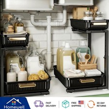 2-Pack Under Sink Organizer with Pull-Out Storage for Kitchen  Bathroom