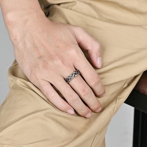 7mm Irish For Men Women Band Ring Celtic Knot Rings Stainless Steel Gold Plated - Picture 5 of 16