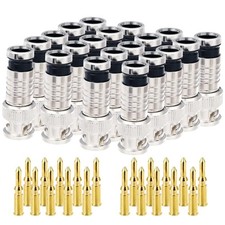 VFLTOOL 20PCS BNC Compression Connector 75 Ohm Coupler with Copper Pin silver 