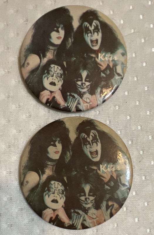 KISS Music Theme Pinback Button Pins Lot of 2 Band Collectible Buttons