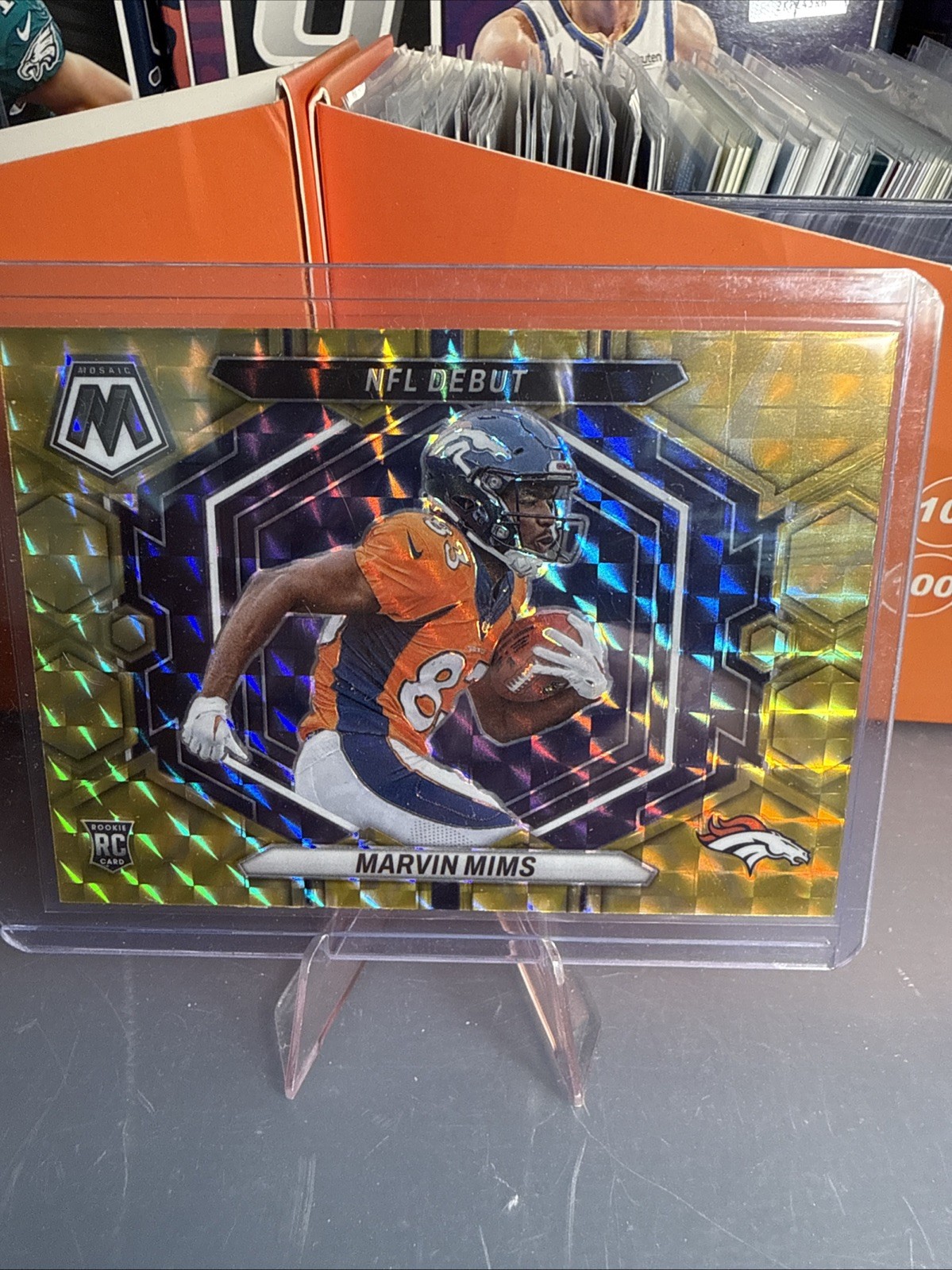 2023 Panini Mosaic Football NFL Debut Yellow Reactive Marvin Mims Rookie