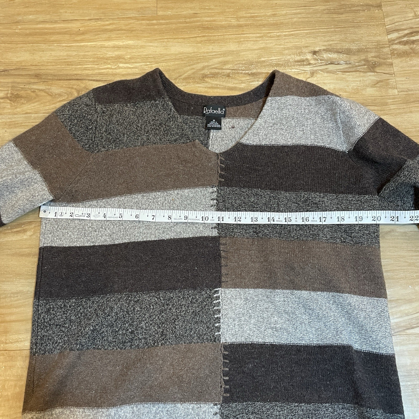 Rafaela 100% lambswool Boho patchwork sweater wit… - image 11