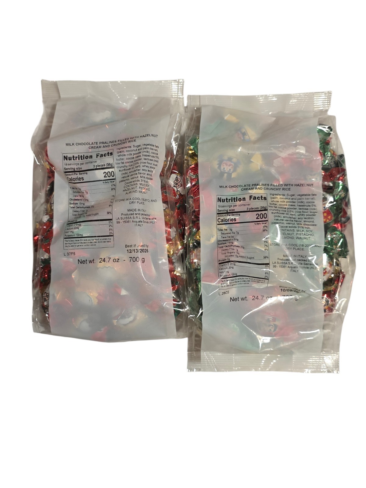 1 La Suissa Milk Chocolate Pralines Filled With Hazlelnut Cream Cruncy RICE 24.7