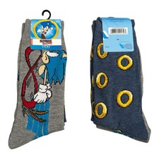 Sonic The Hedgehog Socks - 2 PAIRS     Size 6-12 - SEGA