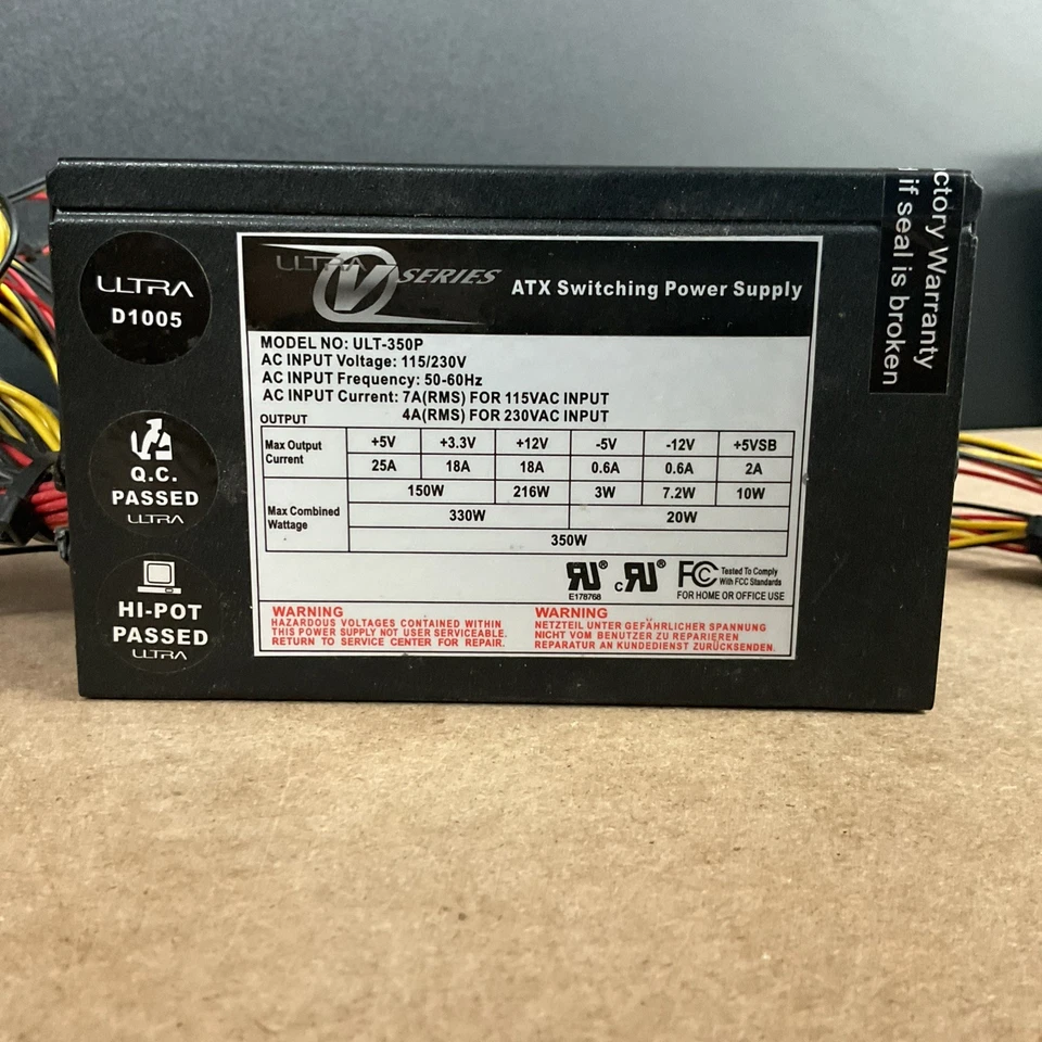 Ultra Series ULT-350P ATX Switching Power Supply Ultra D1005 - Image 2 of 4