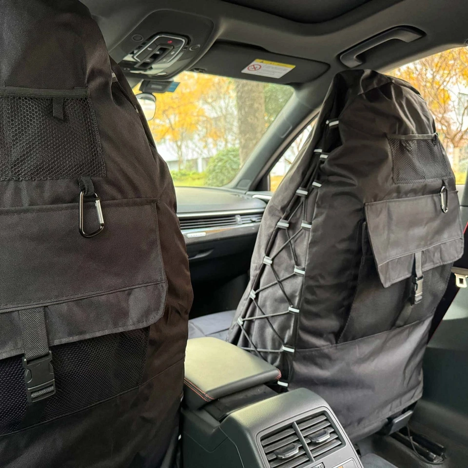 Waterproof Canvas High Back Black Pocket Car Seat Covers For RAM Promaster 2500 - Image 4 of 4