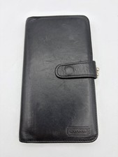 COACH Vintage Genuine Leather Black Bifold Designer Wallet Kiss Lock Coin Pouch