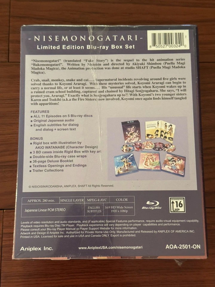 Sealed! Nisemonogatari Limited Edition Blu-Ray Box. Aniplex America English Sub - Image 2 of 4