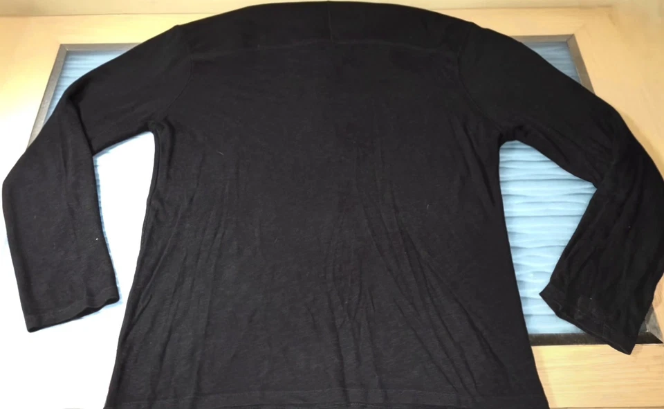 Marc Anthony Luxury Henley Men's XL Black Stretch Poly Knit Long Sleeve - Image 4 of 4