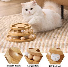 Cat Ball Track Toy Puzzle Top Wooden Toys Indoor Cats Spinning Balls Interactive