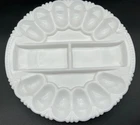 Vintage L E Smith Milk Glass Deviled Egg Divided Platter 11"