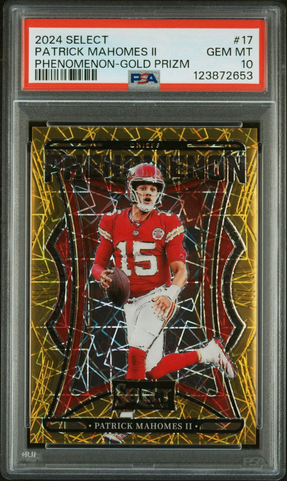 2024 Panini NFL Select Patrick Mahomes II Phenomenon Gold 5/10