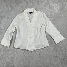 JONES NEW YORK SIGNATURE PETITE White Textured Waffle Knit Blazer Jacket PL